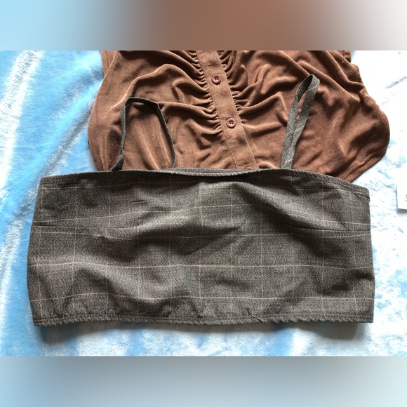 NWT TWO sexy tops sheer see through buttoned blouse crop top - Picture 3 of 17